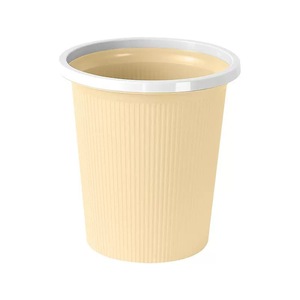 Poubelle en plastique ronde jaune crème, grande capacité, anti-odeur, utilisation intérieure pour la maison, la salle de bain, la cuisine, le salon, la chambre à coucher - Product Image 5