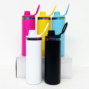 Vaso Portátil con Tapa Abatible, Antiderrames, con Recubrimiento en Polvo Arcoíris, 20 oz, para Deportes y Actividades al Aire Libre - Product Image 2