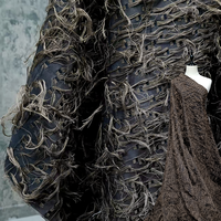 Tissu de vêtement en fibre de poils de cheval à petites particules de couleur brun foncé, texture coupée, pour veste, robe, tissu de créateur JSU-32063