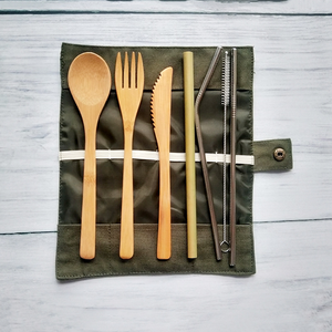 Juego de <span class=keywords><strong>Cubiertos</strong></span> de Bambú Reutilizables 100% Biodegradables con Bolsa para Restaurante, en Oferta - Product Image 6