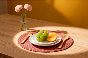 モダンスタイル半手織りラウンドリネンテーブルPlacematホームアンチスキャルディング生地織りプレイスマットクラシックなデザイン - Product Image 6