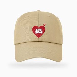 <b>Red</b> Heart Embroidery Baseball Cap with Above Down Text Adjustable Cotton Dad Hat for Women Casual Streetwear - Product Image 3
