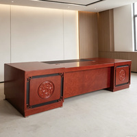 Bureau de direction modulaire en bois massif et verre, grand format, moderne, brun rougeâtre, sain, pour bureau de PDG