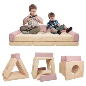 Children's Modular <b>Sofa</b> Set 14-Piece Foam Play Furniture For <b>Kids</b> Age 3 And Above With High-Elasticity Filling - Product Image 1