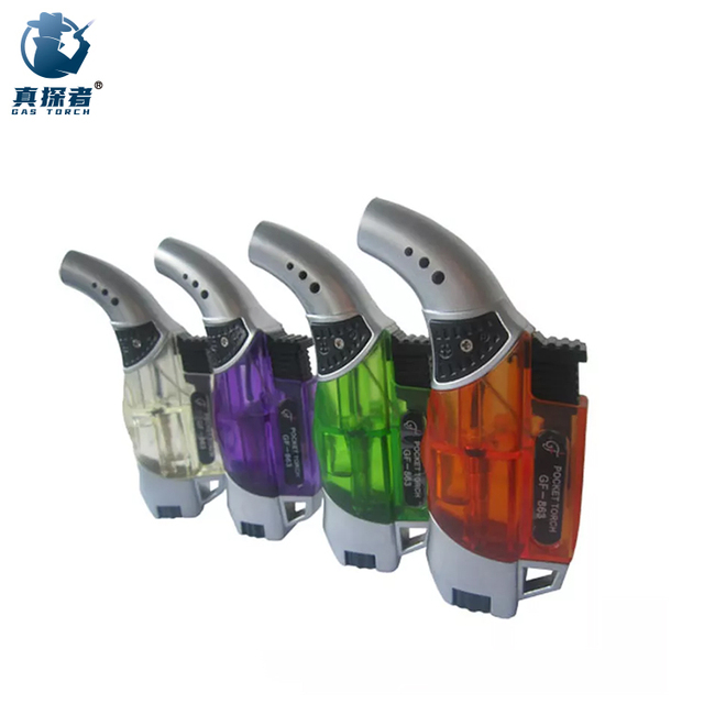 GF863 Cheap Micro Gas Torch Small Refillable Cigar Jet Flame Blow Pocket Butane Torch Lighter