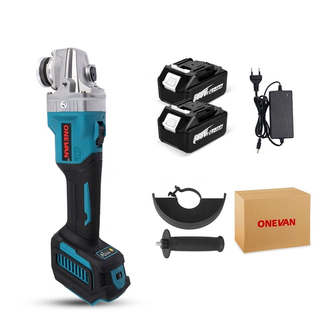 ONEVAN 125MM Brushless Electric Angle Grinder 6 Gear Cutting Machine Power Tool with Lithium-Ion Battery