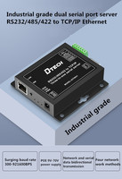 Convertisseur TCP/IP DTECH, serveur Ethernet double périphérique série pour RS232/485/422