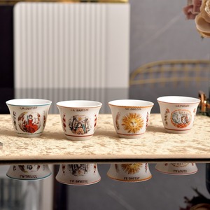 Tazas de Té de Cerámica Pequeñas con Ilustraciones Creativas para Banquetes Familiares, Regalos, Té de la Tarde, Tazas Reutilizables - Product Image 4