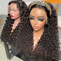Gelombang air mewah basah dan bergelombang Remi Brasil campuran rambut kepang bagian tipis rambut manusia Afro wig renda depan tanpa lem