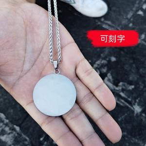 Collar de cadena de trigo de acero inoxidable para hombre, collar <span class=keywords><strong>con</strong></span> colgante de <span class=keywords><strong>moneda</strong></span> de brujería Chapado en pistola negra grabada <span class=keywords><strong>con</strong></span> hexagrama del zodiaco 12, venta al por mayor - Product Image 3