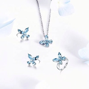 Ensemble collier et boucles d'oreilles papillon en zircon de haute qualité pour filles, plaqué rhodium, argent 925, cadeau pour fête, mariage, fiançailles, anniversaire - Product Image 4