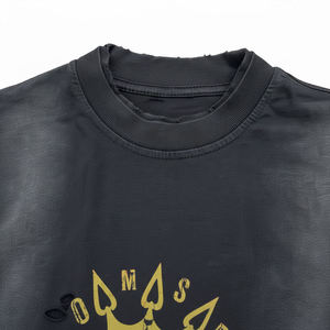 T-shirt à manches longues surdimensionné pour homme avec logo personnalisé, style streetwear, en coton épais, avec patchwork de strass, motif graphique, vente en gros - Product Image 3