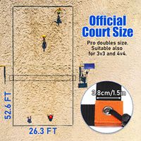 Lignes de délimitation de terrain de volley-ball robustes pour la plage et le jardin, lignes de délimitation portables avec ancres métalliques et sacs de sable
