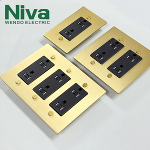 Prises murales américaines standard Niva Luxury, panneau en laiton, interrupteur mural - Product Image 4