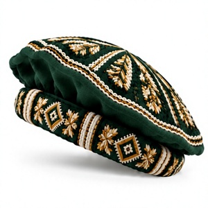 Gorro Afgano de Lana Verde WS International, Gorro Pakol Tradicional Bordado a Mano - Product Image 3