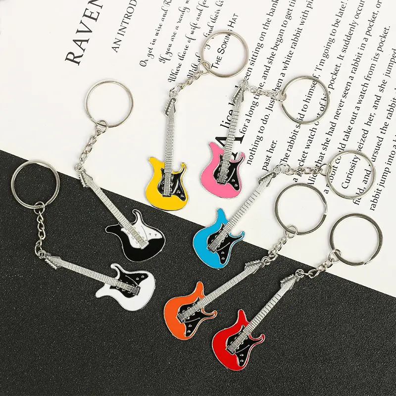 New Alloy Guitar Keychain Cute Bass Keyring for Man Women Bag Pendant Car Key Ring Accessories Music Lovers Gift