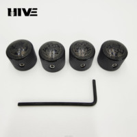 Aksesori Modifikasi Instrumen HIVE 6MM Desain Ukiran Logam Anti-Selip Model Kenop Potensiometer Gitar Elektrik