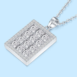 قلادة من الفضة الإسترلينية للبيع بالجملة ، مجوهرات فاخرة أنيقة محظوظة مثلجة من vs Moissanite قلادة فاخرة للنساء - Product Image 3