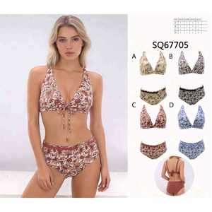 Nuovo Bikini Sexy da Donna a 2 Pezzi, Costume da Bagno Estivo da Spiaggia con Top Imbottito Halter e Slip a Vita Alta con Laccetti Laterali SQ67705 - Product Image 1