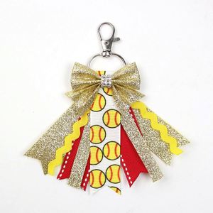 Llavero de lazo de animadora con purpurina ligero y moderno al por mayor, con detalles metálicos, para el espíritu de equipo, ideal para la decoración de bolsos deportivos escolares. - Product Image 3