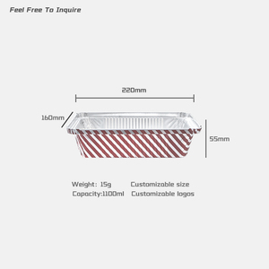 <span class=keywords><strong>Barquette</strong></span> rectangulaire en <span class=keywords><strong>aluminium</strong></span> personnalisable, récipient jetable en <span class=keywords><strong>aluminium</strong></span> recyclable avec couvercle pour la cuisson - Product Image 2