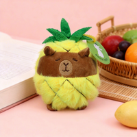 En gros, Porte-clés et breloques de sac en peluche Capybara Ananas Mignons, Thème Fruits Créatif, Porte-clés en Peluche Dessin Animé, Cadeau pour Enfants