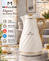 Carafe isotherme romantique OEM 1,0 L rose pêche tourbillonnant avec couvercle en cristal et poignée fine en verre PP