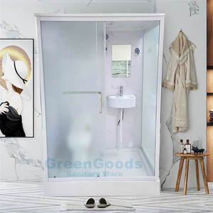 Puerta de vidrio templado para baño, carcasa de ducha de perfil con marco blanco, con cabezal, económica, nuevo diseño - Product Image 2
