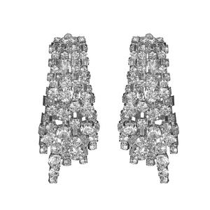 European American High-End Luxury Gold Plated Zinc Alloy Butterfly Design Trendy Shiny Rhinestone <b>Long</b> Tassel Drop <b>Earrings</b> - Product Image 5