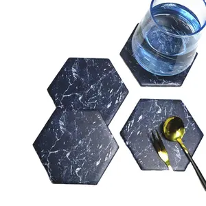 Bán Buôn Nóng Bán Trà Cà Phê Rượu Vang Đá Cẩm Thạch Hexagon Gốm Craft Mug Nước Hấp Thụ Gốm Đế Lót Ly Tùy Chỉnh Cup Mat Cho Nhà Bếp