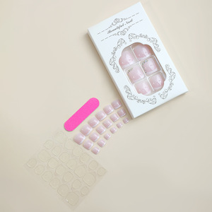 <span class=keywords><strong>Ongles</strong></span> de pieds courts en ABS durable, style français, avec bordure blanche et strass, design tendance et élégant, faciles à poser - Product Image 4