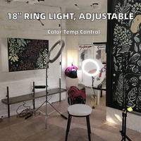 Lampe annulaire LED 18 pouces en métal 2026 pour selfie, vidéo, maquillage, photographie, 60W, couleur réglable, pour vidéos courtes en direct