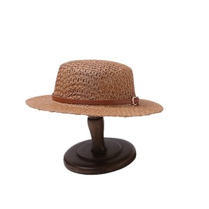 <span class=keywords><strong>Sombrero</strong></span> de Paja Panamá Retro para Niños, Transpirable, Tejido Calado, Parte Superior Plana con Hebilla, Estilo Británico, Protección Solar, <span class=keywords><strong>Sombrero</strong></span> de Playa para Verano - Product Image 5