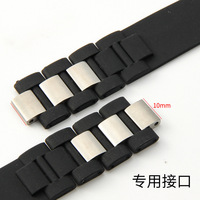 Bracelet de montre en silicone noir de luxe 20 mm avec fermoir argenté, respirant, compatible avec les modèles Cartier 21 W10198U2 W10125U2 W10197U2