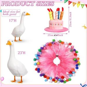 Conjunto de Sombrero y Bufanda de Cumpleaños de Ganso Blanco de 23 Pulgadas, Estilo 2026, para Fiestas Navideñas y Decoración de Porche - Product Image 2