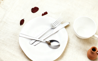 Ensemble de table à manger minimaliste de style frais nordique avec vaisselle en acier inoxydable