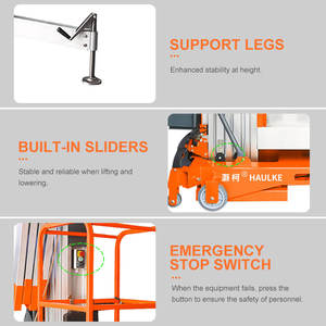 Plataforma de trabajo aérea de un solo mástil hidráulico, elevador de tijera de aleación de aluminio, tipo móvil, 4m, 6m, 8m, 10m, 12m, 14m - Product Image 4