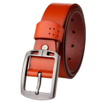 Ceinture Classique Rétro pour Homme en Cuir de Vachette, Style Business Décontracté, Longueur Ajustable, Finition Denim, Boucle à Ardillon en Alliage
