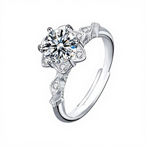 Bague de fiançailles en argent sterling S925 plaqué or avec moissanite, sertie à griffes, alliance de luxe, bijoux fins pour femme, coffret cadeau de mariage - Product Image 3