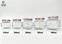 Bocaux en verre à rayures horizontales en gros, plusieurs tailles (150/200/300/380/500 ml), récipients alimentaires transparents pour le rangement en cuisine