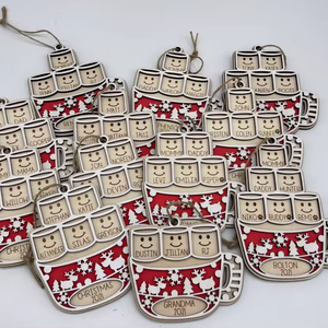 Adorno Navideño Personalizado de Madera Contrachapada Cortada con Láser para Árbol de Navidad 2024, Decoración Navideña, Colgantes - Product Image 1
