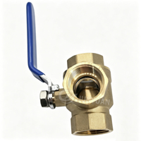 Vanne à boisseau sphérique manuelle en laiton DN20 3/4'' 1'' PN16 à filetage femelle pour eau, huile, gaz 600 WOG, 3 voies, passage pleine, type L, type T