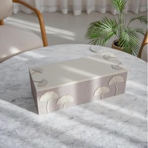 Sang trọng rỗng 3 khe cắm Ginkgo lá lưu trữ hộp Linen ngày baklava bao bì hộp Hộp Quà Tặng thiết lập cho ngày mứt lọ sô cô la - Product Image 3