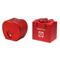 Boîte à bijoux en forme de cœur rouge pour la Saint-Valentin - Boîte de rangement pour fleurs préservées en forme de pomme pour un cadeau de bague