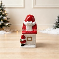 Décoration de Noël créative en céramique en forme de maison, avec lumière LED, thème Père Noël et bonhomme de neige, style américain, pour scènes festives transfrontalières