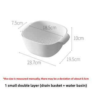 LANZYLO ODM 双层塑料蔬菜清洗篮带排水和滤水功能多功能厨房工具 - Product Image 6