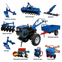 Tracteur multifonctionnel à refroidissement par air, 18 CV, démarrage électrique, tracteur à conducteur marchant, tracteur à 2 roues avec moissonneuse, semoir et pompe à eau