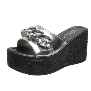 Mules compensées pour femmes, version coréenne, avec nœud papillon et fleur 999, talons hauts rehaussants, chaussures tendance - Product Image 6