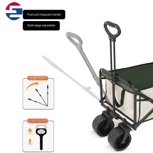 Chariot de plage pliable à pousser à la main, capacité 80 kg, à quatre roues, avec plateforme de transport, rangement en maille, personnalisation OEM - Product Image 6