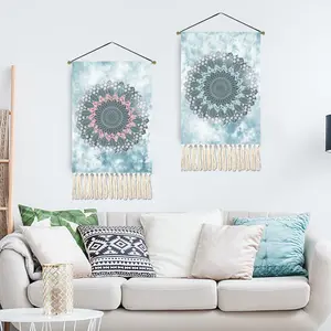 Indischer Wandteppich Kurze Wandbehang Wandteppiche Kaleidoskop Baumwoll teppich mit Quaste Home Wand dekoration
